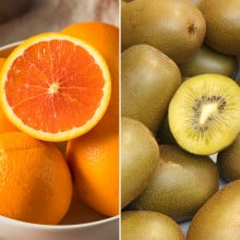 Oranges et kiwis jaunes