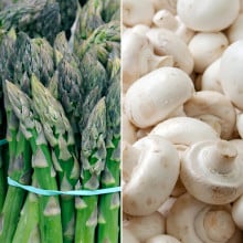 Asperges vertes et champignons blancs