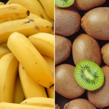Bananes et kiwis verts