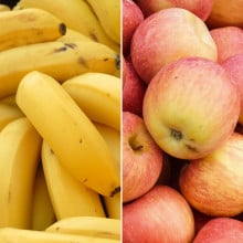 Bananes et pommes gala