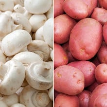 Champignons blancs et pommes de terre rouge