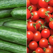Concombre et tomates cerises rouges