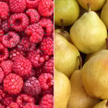 Framboises et poires guyot