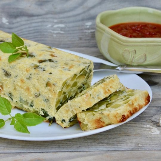 Flan de courgettes et coulis de tomate, concombres glacés