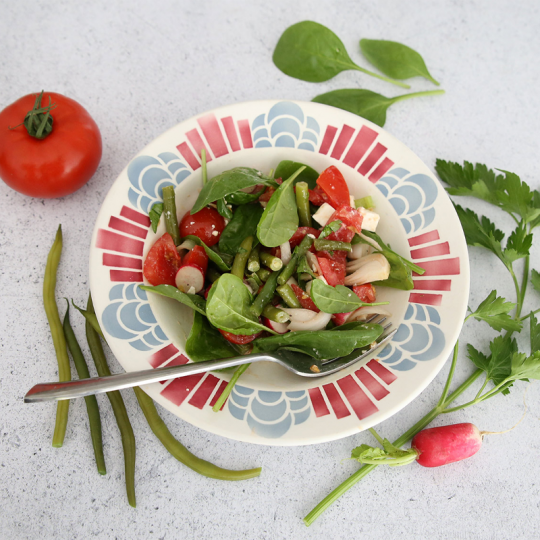 Salade tomates oignons… et haricots verts