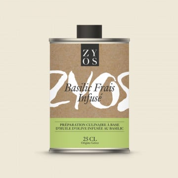 Huile d'olive infusée basilic frais infusée 25cl Zyos