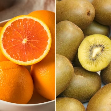 Oranges et kiwis jaunes