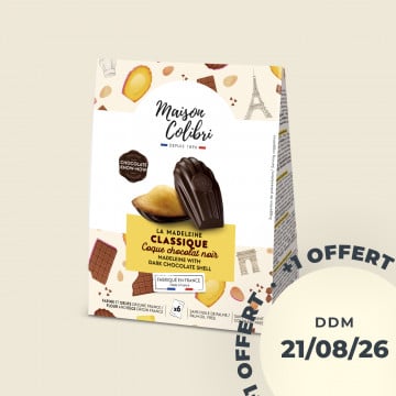 Madeleine classique, coque au chocolat noir de Maison Colibri DDM 21/08/2026