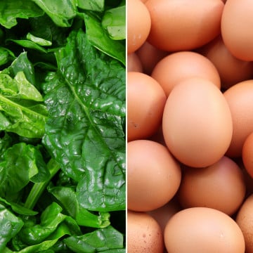 Épinards et 6 oeufs frais