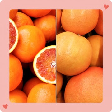 Oranges sanguines et pomelos Saint Valentin