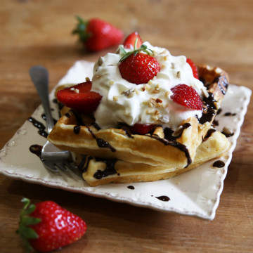 Gaufres aux fraises et chocolat