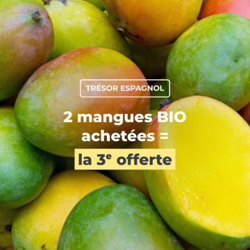 2 mangues bio achetées = la 3ème offerte