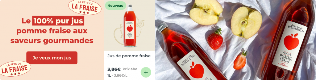 Jus de pomme fraise