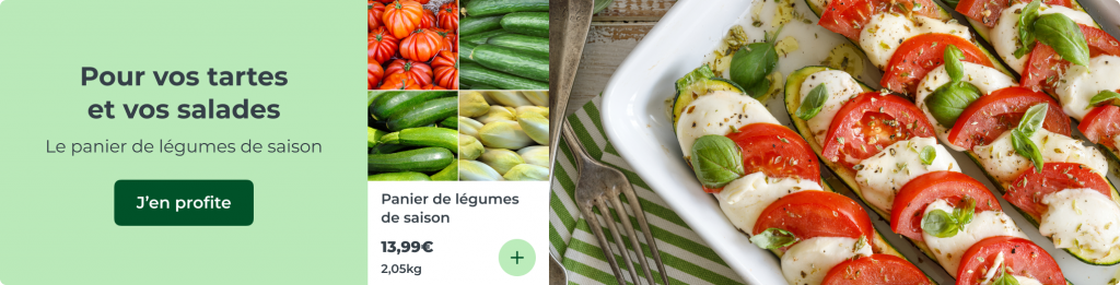Pour vos tartes et vos salades, le panier de légumes de saison !