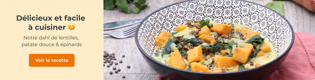Le dahl de lentilles pour vos épinards et patates douces