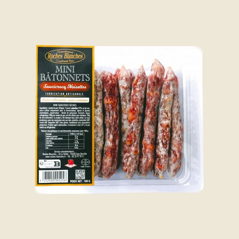 Mini bâtonnets de saucisses sèches aux noisettes