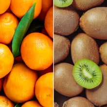 Mandarines feuilles et kiwis verts