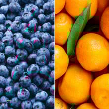 Myrtilles et mandarines feuilles