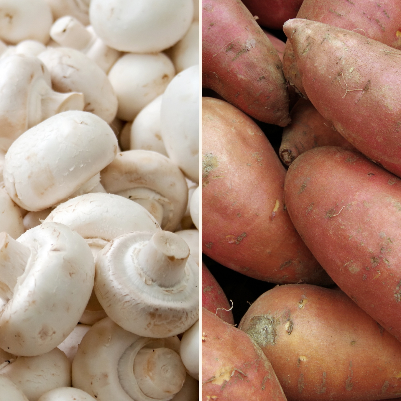 Champignons blancs et patates douces