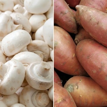 Champignons blancs et patates douces